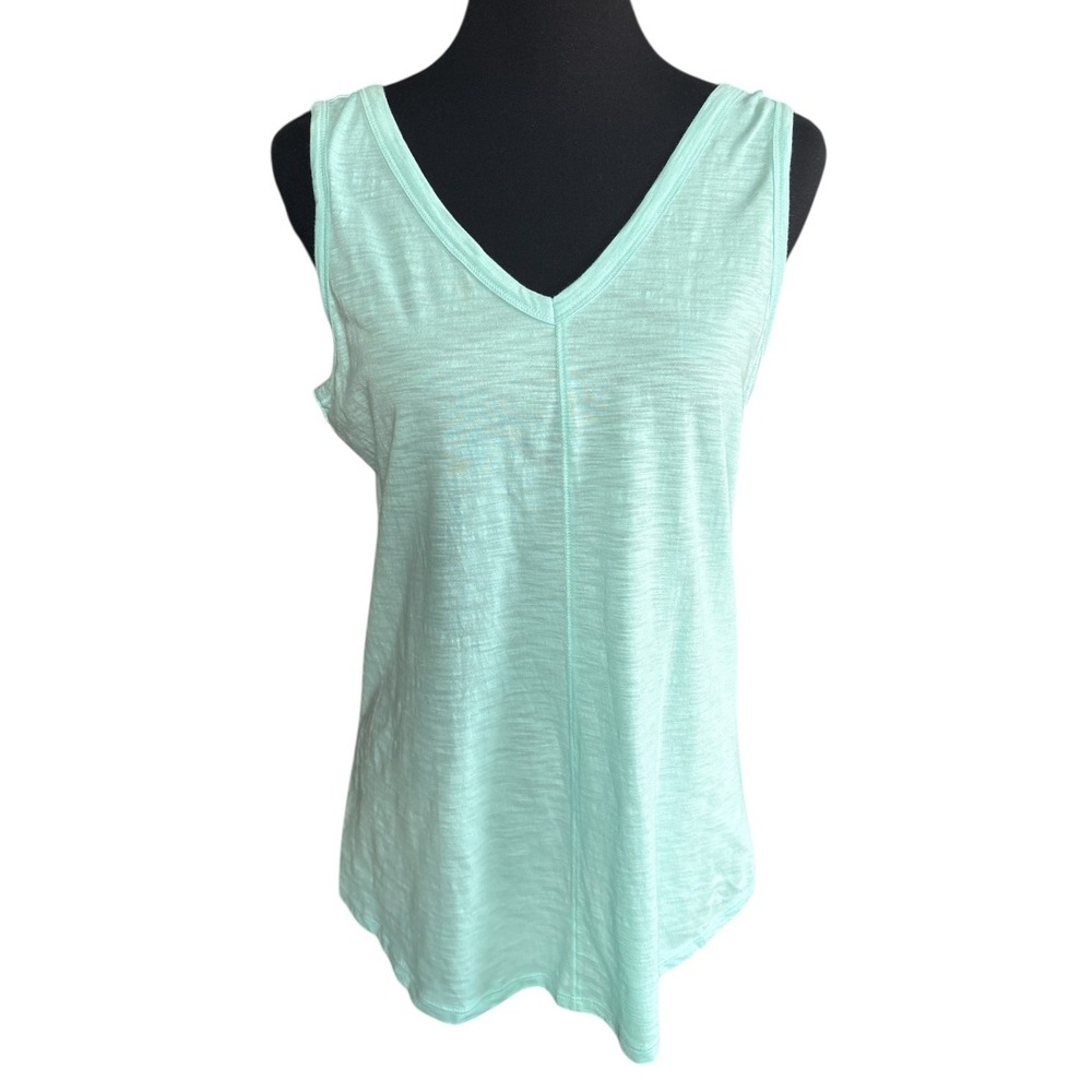 NWT Maurices Aqua Double V-Neck Slub Knit Tank Top, Size Medium, Athleisure